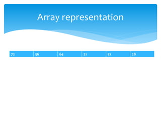 Array representation
72 56 64 21 51 28
 