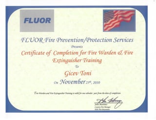 Gicev - FLUOR - Fire Warden certificate