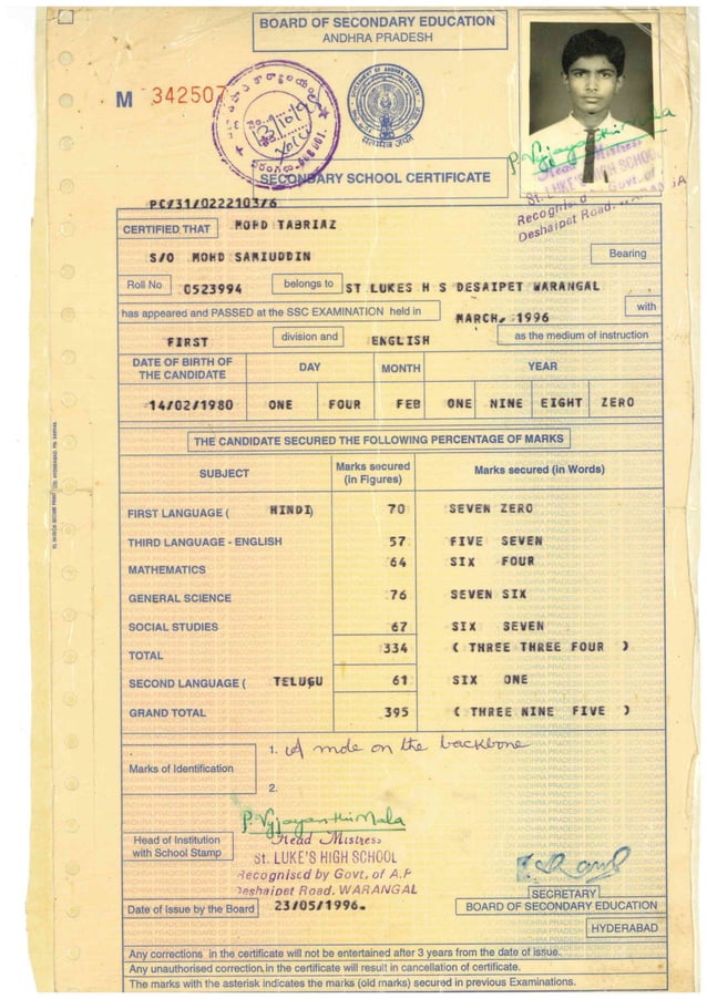 10th Certificate Page | PDF