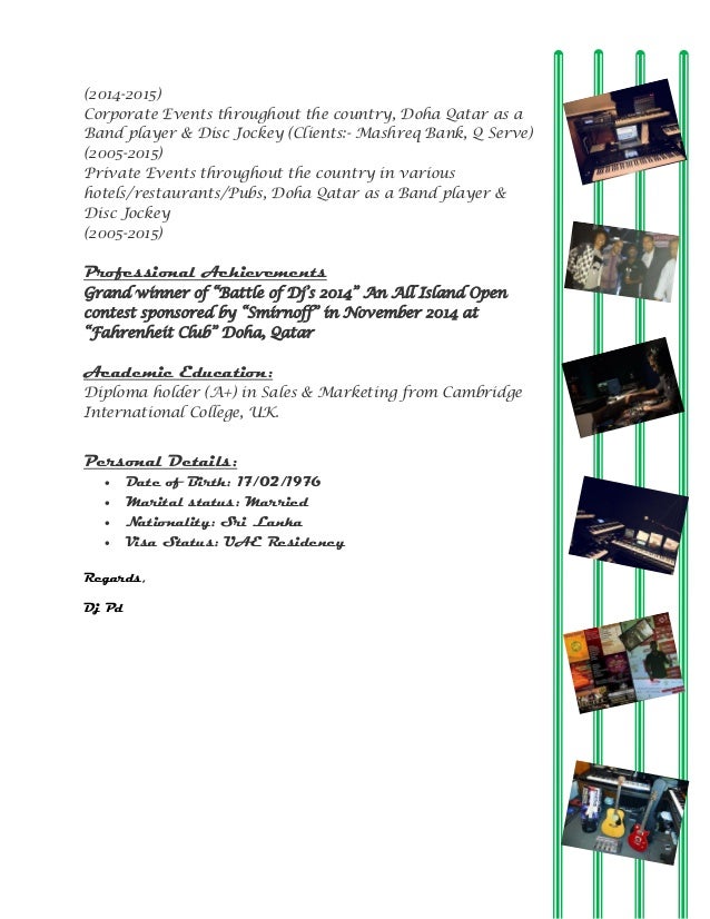 Dj disc jockey resume