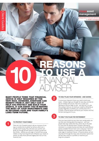 10 Reasons to use a Financial Adviser