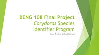 BENG 108 Final Project
Corydoras Species
Identifier Program
Jason Trimble & Max Peterson
 