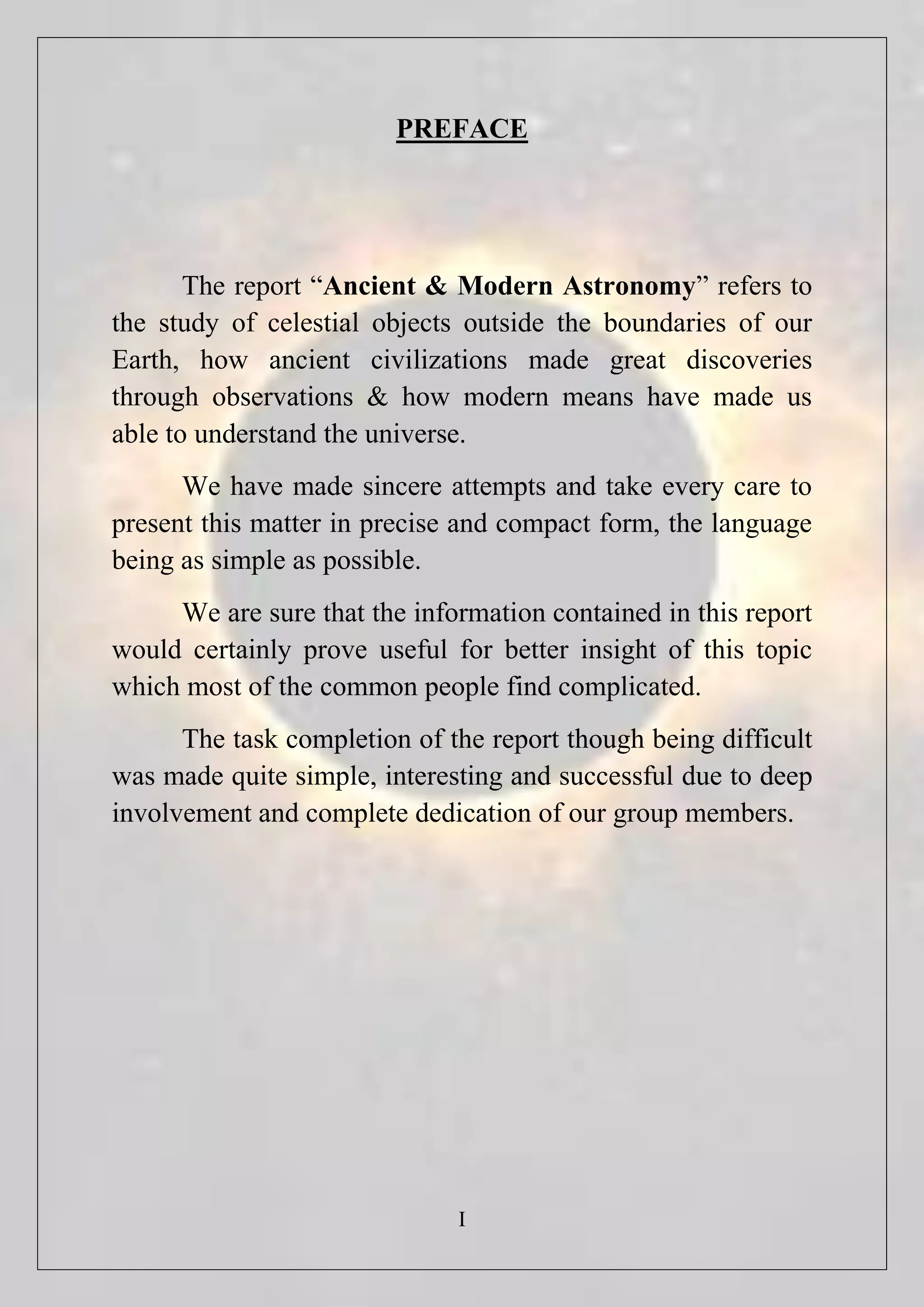 Report On Ancient Modern Astronomy Pdf