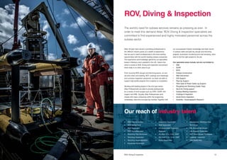 1312 Title ROV, Diving & Inspection
Atlas’ 30 year track record in providing professionals to
the offshore industry gives us a wealth of experience
that we use to match professionals to the most exciting
opportunities with the world’s leading subsea companies.
The experience and knowledge gained by our specialists
based in Banbury and Lowestoft in the UK, means that
when it comes to ROV, Diving and Inspection recruitment
there really is no other place to go.
From sourcing ROV, plough and trenching teams, air and
sat dive crews and welding, NDT, coatings and metallurgic
and corrosion inspection personnel, our team are able to
support high-profile projects from inception to completion.
Working with leading players in the oil & gas sector,
Atlas Professionals are able to provide professionals
for a variety of work-scopes such as; EPIC, SURF, drill
support and IRM. Equally, Atlas Professionals work
closely with major companies within the burgeoning
renewables, telecoms and pipe-lay markets. Together with
The world’s need for subsea services remains as pressing as ever. In
order to meet this demand Atlas’ ROV, Diving & Inspection specialists are
committed to find experienced and highly motivated personnel across the
subsea sector.
our unsurpassed industry knowledge and track record
in subsea cable and pipe-lay, plough and trenching
projects, touchdown monitoring and rock dumping, we’re
here to find the right people for the job.
Our specialist areas include, but are not limited to:
•	 IRM
•	 SURF
•	 EPIC
•	 Subsea Construction
•	 Well Intervention
•	 Drill Support
•	 Pipe-lay Support
•	 Fibre Optic & Power Cable Lay Support
•	 Ploughing and Trenching (Cable, Pipe)
•	 Sat & Air Diving support
•	 Subsea Welding Inspection
•	 Coatings & Inspection
•	 Aerial Drone Inspection
•	 Scientific / Oceanographic Research
ROV, Diving & Inspection
Our reach of industry talent
•	 ROV Pilot Technician
•	 ROV Tooling Tech
•	 ROV Supervisor
•	 ROV Superintendent
•	 Trenching Pilot Technician
•	 Trenching Supervisor
•	 Trenching Superintendent
•	 Equipment Technician
•	 Equipment Supervisor
•	 Shift Supervisor
•	 3.4 Underwater Inspection 		
	Engineer
•	 Air Diver 3.1u / 3.2u / DMT
•	 Sat Diver 3.1u / 3.2u / DMT
•	 Diving Supervisor
•	 Mechanical / Electrical Dive 		
	Technician
•	 Life Support Technician
•	 Life Support Supervisor
•	 NDT Rope Access Technician
•	 Coatings Inspection
•	 UAV Drone Pilot
 