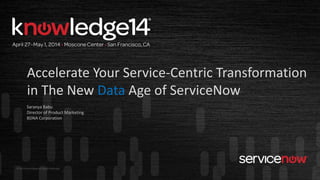 © 2014 ServiceNow All Rights Reserved
Saranya Babu
Director of Product Marketing
BDNA Corporation
Accelerate Your Service-Centric Transformation
in The New Data Age of ServiceNow
 