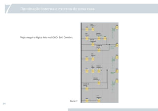 34
Iluminação interna e externa de uma casa
7
Veja a seguir a lógica feita no LOGO! Soft Comfort.
Parte 1
 