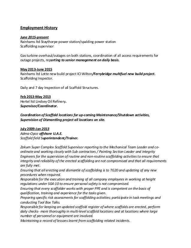 paul clarke cv 01 scaffold superintendent construction superintendent resume template