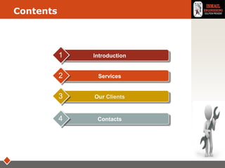 LOGOContents
Introduction1
Services2
Our Clients3
Contacts4
 