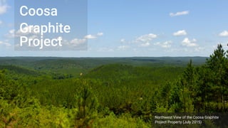 30
Coosa
Graphite
Project
Northwest View of the Coosa Graphite
Project Property (July 2015)
 