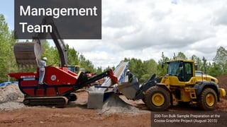 51
200-Ton Bulk Sample Preparation at the
Coosa Graphite Project (August 2015)
Management
Team
 