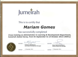 Jumeirah L&D Certification