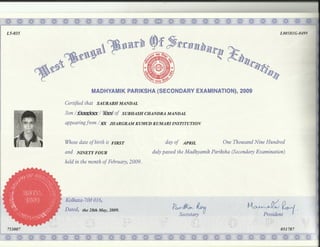 certificate madhyamic