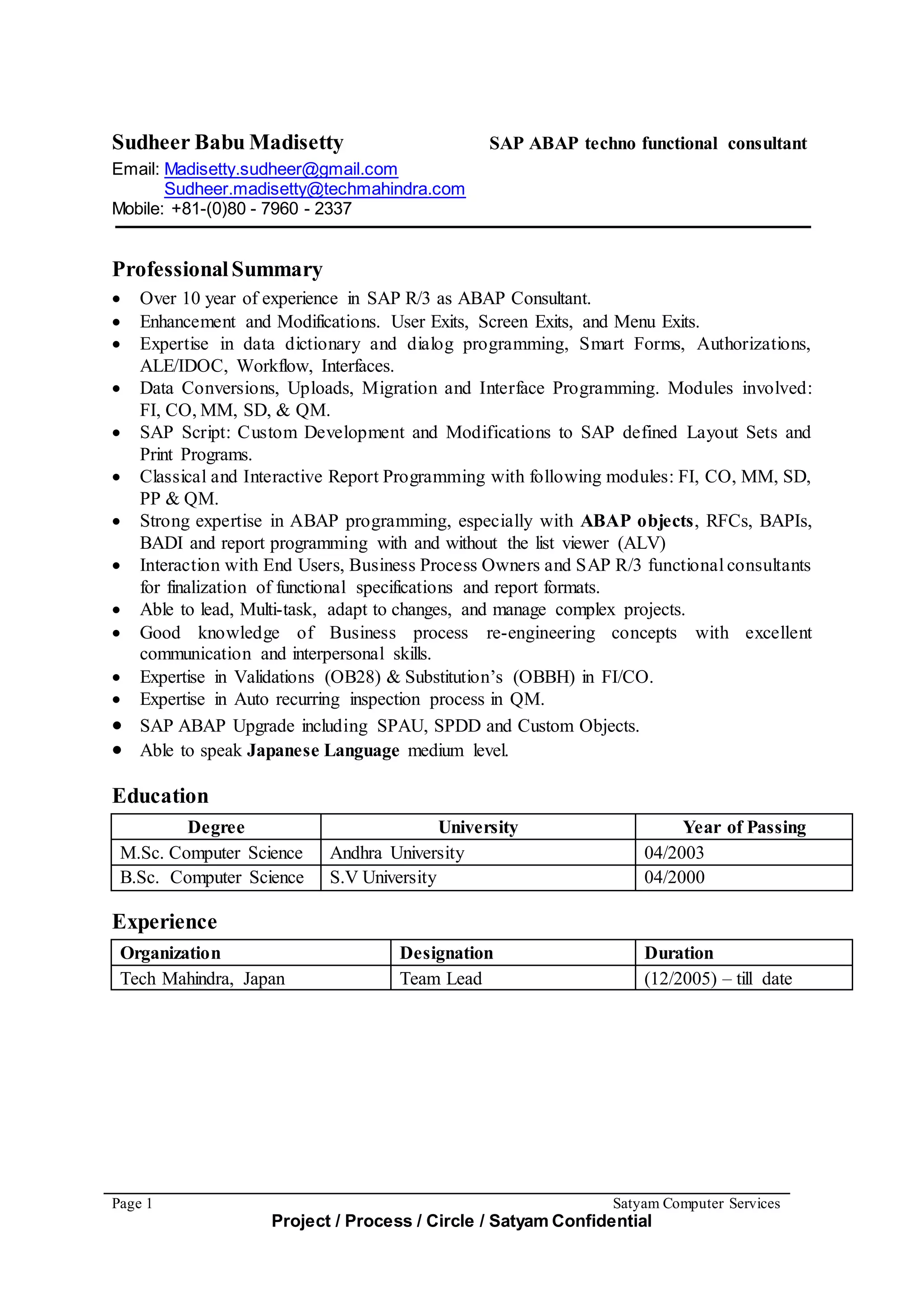 Sudheer sap abap resume pdf