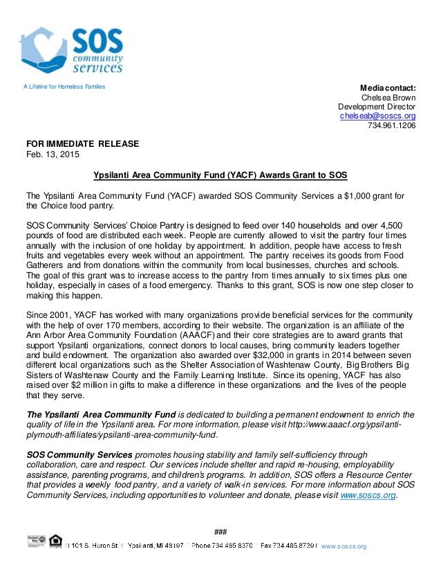 Yacf Grant Press Release
