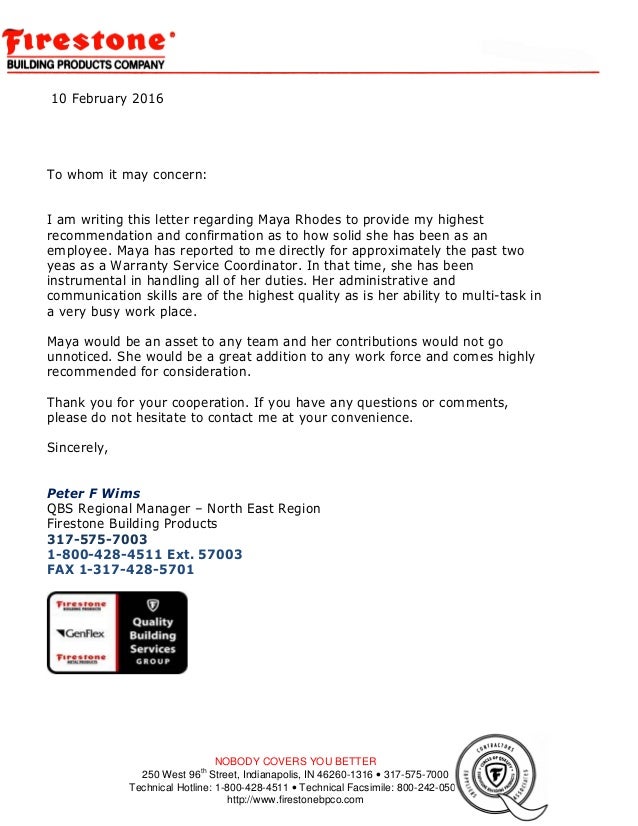 Coordinator reference letter