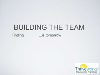 BUILDING THE TEAM
...is tomorrowFinding
 