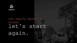 let’s start
again.
the equity market =
broken
 