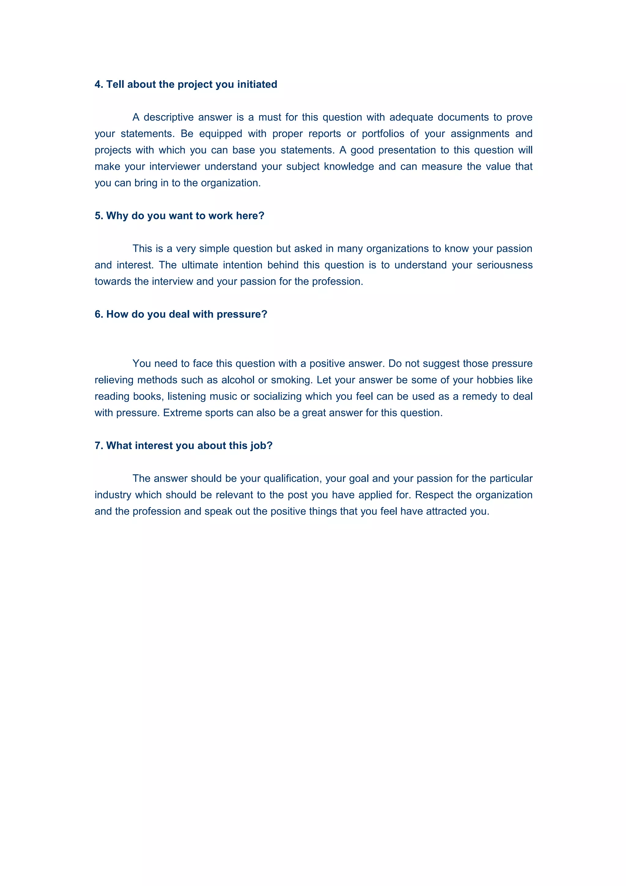 7 frequently asked interview questions | PDF