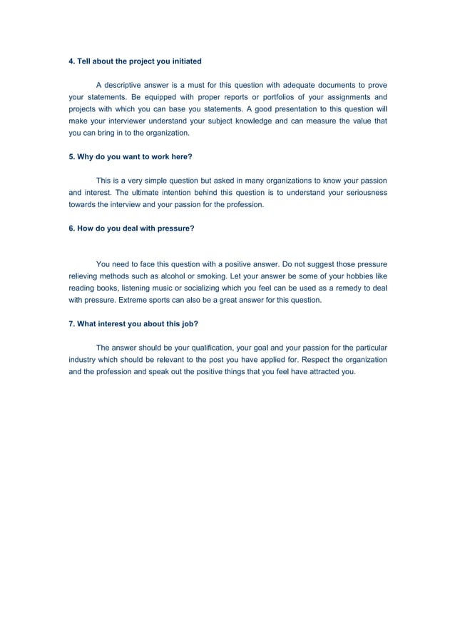 7 frequently asked interview questions | PDF