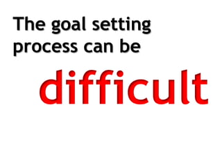The goal setting process can bedifficult