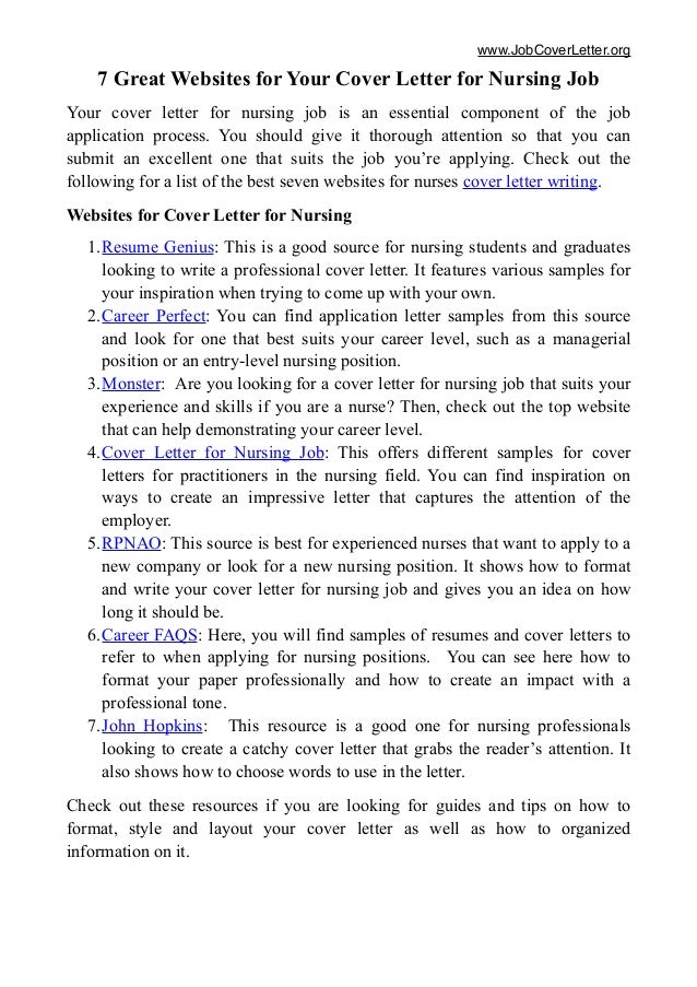 7 great websites for cover letter for nursing job cover letter examples nursing jobs