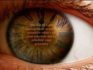 The key to time management is not to prioritize what’s on your schedule but to schedule your priorities 
