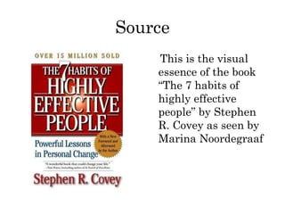 Source This is the visual essence of the book “The 7 habits of highly effective people” by Stephen R. Covey as seen by Marina Noordegraaf 