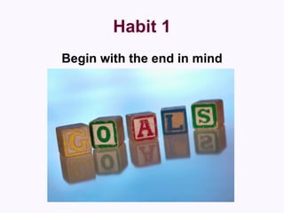 Habit 1 <ul><li>Begin with the end in mind </li></ul>