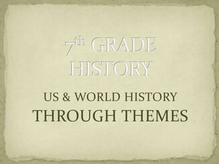 US & WORLD HISTORYTHROUGH THEMES7th GRADE HISTORY