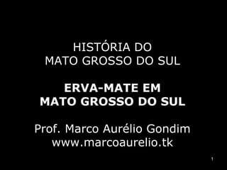 HISTÓRIA DO MATO GROSSO DO SUL ERVA-MATE EM MATO GROSSO DO SUL Prof. Marco Aurélio Gondim www.marcoaurelio.tk 
