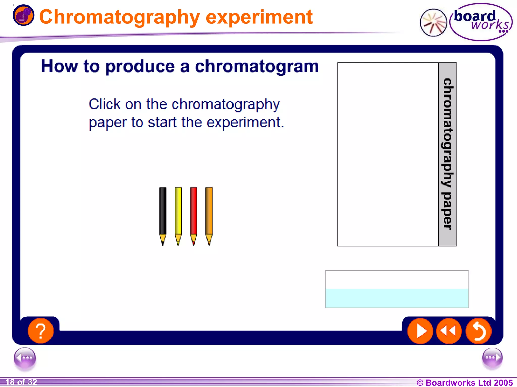 Chromatography experiment

1 of 20
18 of 32

© Boardworks Ltd 2004
2005

 