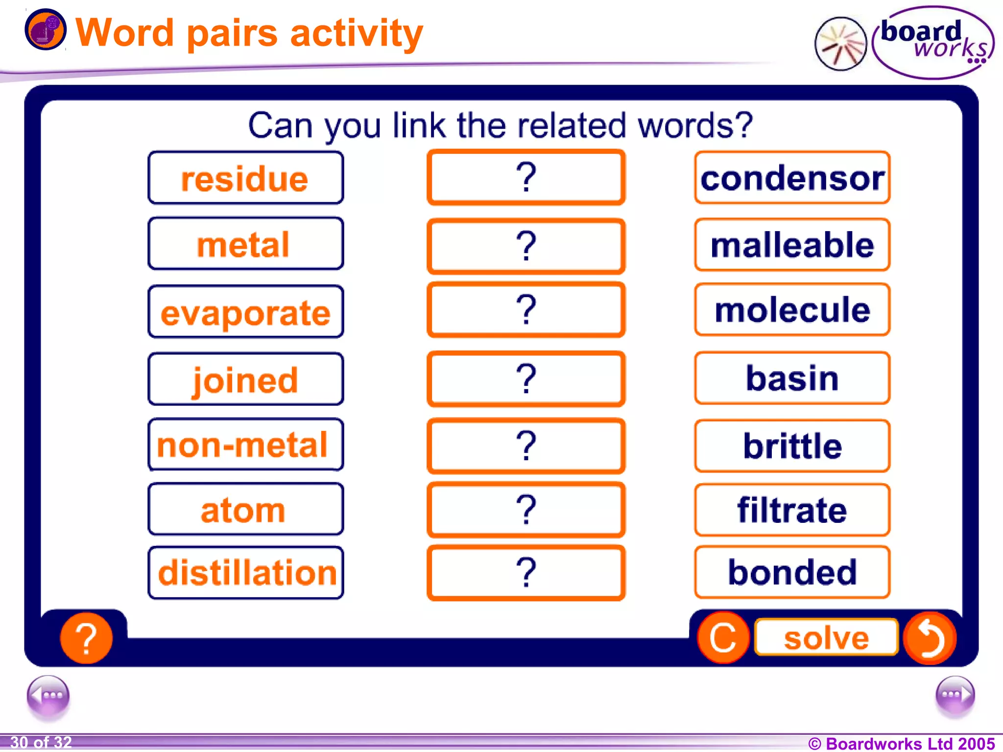 Word pairs activity

1 of 20
30 of 32

© Boardworks Ltd 2004
2005

 