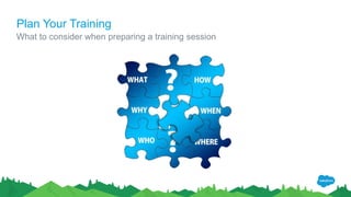 Plan Your Training
What to consider when preparing a training session
 