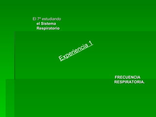 El 7º estudiando  el Sistema Respiratorio   FRECUENCIA RESPIRATORIA. Experiencia 1 