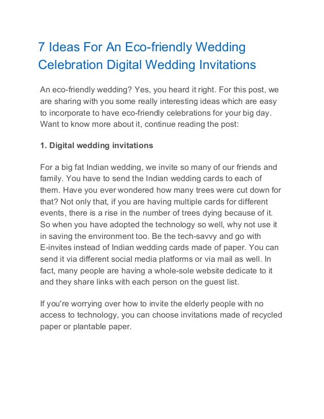 7 ideas for an eco friendly wedding celebration digital celebrations invitations