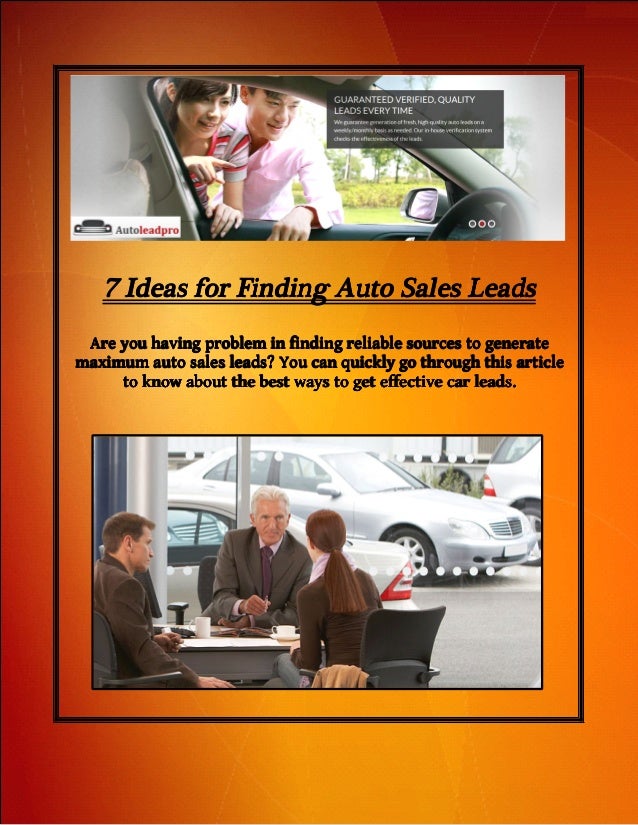 7 Ideas for Finding Auto Sales Leads