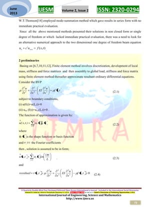 Finite Element Approach to the Solution of Fourth order Beam Equation ...