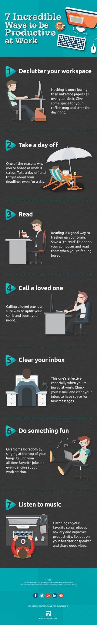 7 Incredible Ways to be Productive at Work [Infographic]