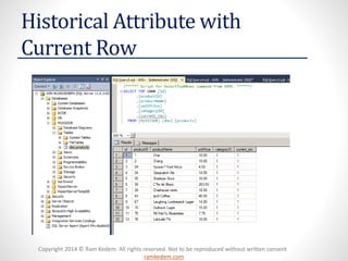 Copyright 2014 © Ram Kedem. All rights reserved. Not to be reproduced without written consent 
ramkedem.com 
Historical Attribute with Current Row  