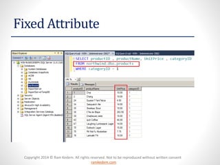 Copyright 2014 © Ram Kedem. All rights reserved. Not to be reproduced without written consent 
ramkedem.com 
Fixed Attribute  
