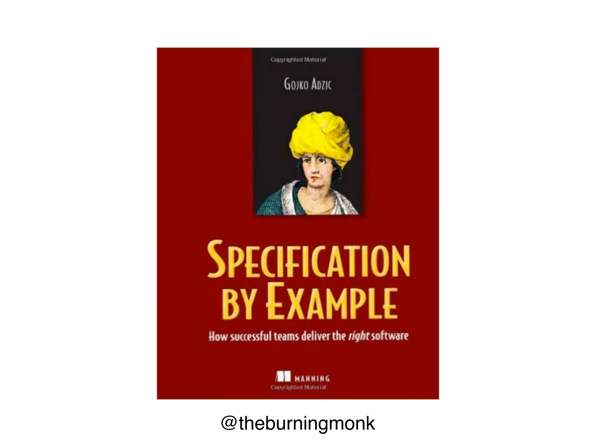 “For tests to drive development they
must do more than just test that code
performs its required functionality: they
must clearly express that required
functionality to the reader. That is, they
must be clear specification of the
required functionality.”
- Nat Pryce & Steve Freeman
 