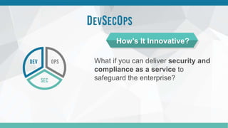 What if you can deliver security and
compliance as a service to
safeguard the enterprise?
How’s It Innovative?
 