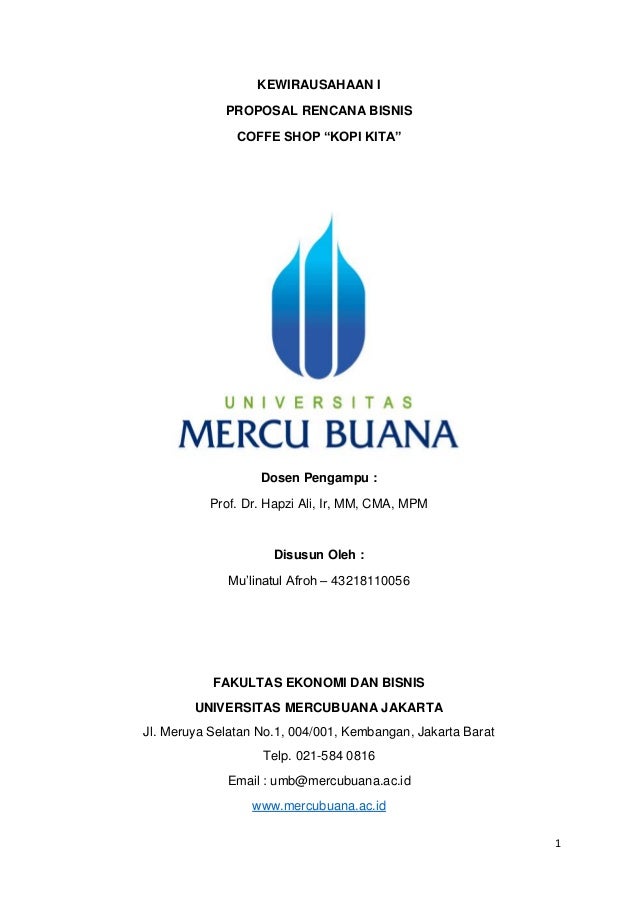 PROPOSAL RENCANA BISNIS COFFE SHOP &quot;KOPI KITA&quot;