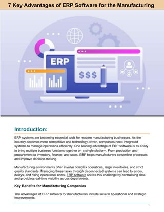 7 Key Advantages of ERP Software for Manufacturing Industry Efficiency ...
