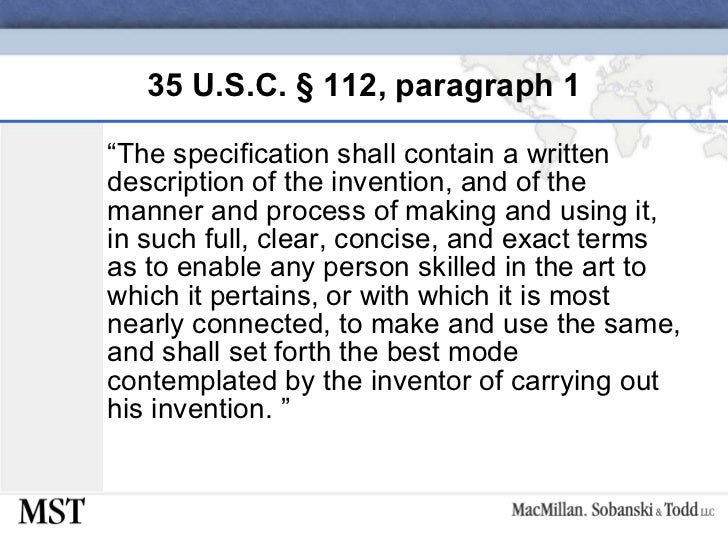 07-Patent Disclosure 35 USC �112