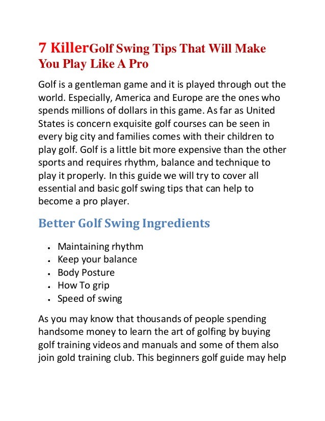 7 Killer Golf Swing Tips That Will Make You Play Like A Pro