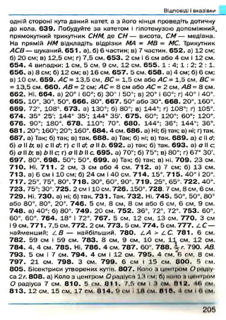 Відповіді і вказівки
одній стороні кута даний катет, а з його кінця проведіть дотичну
до кола. 6 3 9 . Побудуйте за катетом і гіпотенузою допом іж ний,
прямокутний трикутник СНМ, де С Н — висота, С М — м едіана.
На прямій НМ відкладіть відрізки МА = МВ = МС. Трикутник
А С В — шуканий. 6 5 1 . а), б) 6 частин; в) 7 частин. 6 5 2 . а) 12 см;
б) 2 0 см; в) 1 2 ,5 см; г) 7 ,5 см. 6 5 3 . 2 см і 6 см аб о 4 см і 12 см.
6 5 4 . 4 випадки: 1 см , 5 см, 9 см, 1 2 см. 6 5 5 . 1 : 4; 1 : 2; 2 : 1.
6 5 6 . а) 8 см; б) 1 2 см; в) 1 6 см. 6 5 7 . 5 см. 6 5 8 . а) 4 см; б) 6 см;
в) 1 0 см. 6 5 9 . АС = 1 3 ,5 см, ВС = 1,5 см або АС = 1,5 см, ВС =
= 1 3 ,5 см. 6 6 0 . А В = 2 см; АС = 8 см аб о АС = 2 см, А В = 8 см.
6 6 2 . Ні. 6 6 4 . а) 20° і 60°; б) 30° і 50°; в) 20° і 60°; г) 4 0 ° і 40°.
6 6 5 . 10°, 30°, 50°. 6 6 6 . 80°. 6 6 7 . 50° а б о 30°. 6 6 8 . 20°, 160°.
6 6 9 . 72°, 108°. 6 7 3 . а) 130°; б) 80°; в) 144°; г) 108°; ґ) 105°.
6 7 4 . 3 5 ° 2 5 '; 1 4 4 ° 3 5 '; 1 4 4 ° 3 5 '. 6 7 5 . 60°; 120°; 60°; 120°.
6 7 6 . 90°; 180°. 6 7 8 . 110°; 70°. 6 8 0 . 144°; 36°; 144°; 36°.
6 8 1 .2 0 ° ; 160°; 20°; 160°. 6 8 4 . 4 см. 6 8 6 . а) Ні; б) так; в) ні; г) так.
6 8 7 . а) Так; б) так; в) так. 6 8 8 . а) Так; б) ні; в) так. 6 8 9 . а) с II &,
б) а IIЬ в) с II &, г) с II £/; а IIЬ. 6 9 2 . а) так; б) так. 6 9 3 . а) а II с,
б) а II Ь в) Ь II с, г) а IIЬ II с. 6 9 5 . а) 70°; б) 75°; в) 80°; г) 67° ЗО'.
6 9 7 . 80 °. 6 9 8 . 50°; 50°. 6 9 9 . а) Так; б) так; в) ні. 7 0 9 . 2 3 см.
7 1 0 . Ні. 7 1 1 . 2 см, 3 см а б о 4 см. 7 1 2 . а) 7 см; б) 1 3 см.
7 1 3 . а) 6 см і 1 0 см; б) 2 4 см і 4 0 см. 7 1 4 . 15°. 7 1 5 . 4 0 ° і 20°.
7 1 7 . 25°, 75°, 80°. 7 1 8 . 30°, 60°, 90°. 7 1 9 . 25°, 65°. 7 2 2 . 40 °.
7 2 3 . 75°; 30°. 7 2 5 . 2 см і 10 см. 7 2 6 . 150°. 7 2 8 . 7 см, 8 см, 6 см.
7 2 9 . Ні. 7 3 0 . а) ні; б) так. 7 3 1 . Так. 7 3 2 . Ні. 7 4 5 . 50°, 50°, 80 °
аб о 80°, 80°, 20°. 7 4 6 . 5 см, 8 см, 8 см аб о 6 см, 6 см, 9 см.
7 4 8 . а) 40°; б) 80°. 7 4 9 . 2 0 см. 7 5 2 . 36°, 72°, 72°. 7 5 3 . 60°,
60°, 60°. 7 6 4 . 18° і 72°. 7 6 7 . 5 см, 1 2 см, 1 3 см. 7 7 0 . З см
і 9 см. 7 7 1 .7 ,5 см. 7 7 2 . 2 см. 7 7 3 . 5 см. 7 7 4 . 5 см. 7 7 7 . 4. С —
найменш ий; 4 .8 — найбільш ий. 7 8 0 . 4.>4 > 4.С. 7 8 1 . 6 см.
7 8 2 . 5 9 см і 5 9 см. 7 8 3 . 8 см, 9 см, 1 0 см, 1 1 см, 1 2 см.
7 8 4 . 4, 4 см. 7 8 5 . Ні. 7 8 6 . 4 см. 7 8 7 . 60°. 7 8 8 . ^ г . 7 9 0 . АВ.
7 9 3 . 5 см і 7 см. 7 9 4 . 4 см і 1 2 см. 7 9 5 . 4 см, 6 см, 8 см.
7 9 7 . 2 1 см. 7 9 8 . З см. 7 9 9 . 6 см і 1 5 см. 8 0 0 . 5 см.
8 0 5 . Бісектриси утворених кугів. 8 0 7 . Коло »центром О рлдіу
са 2г. 8 0 8 . а) Коло з центром О радіусм І'Л см. Л) комо і цпіііром
О радіуса 7 см. 8 1 0 . 5 см. 8 1 1 . 7,5 <м і І і м 0 І 2 . І<> см
8 1 3 . 1 2 см, 1 5 см, 17 см. 8 1 4 . 9 см і і 8 см 81 в . -1 см І ґ» см
?()!>
 