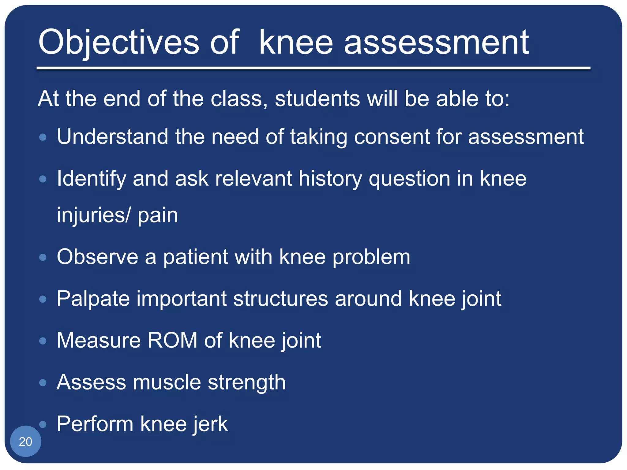 Objective Knee Assessment.pdf 7 knee assessment examination | PPT
