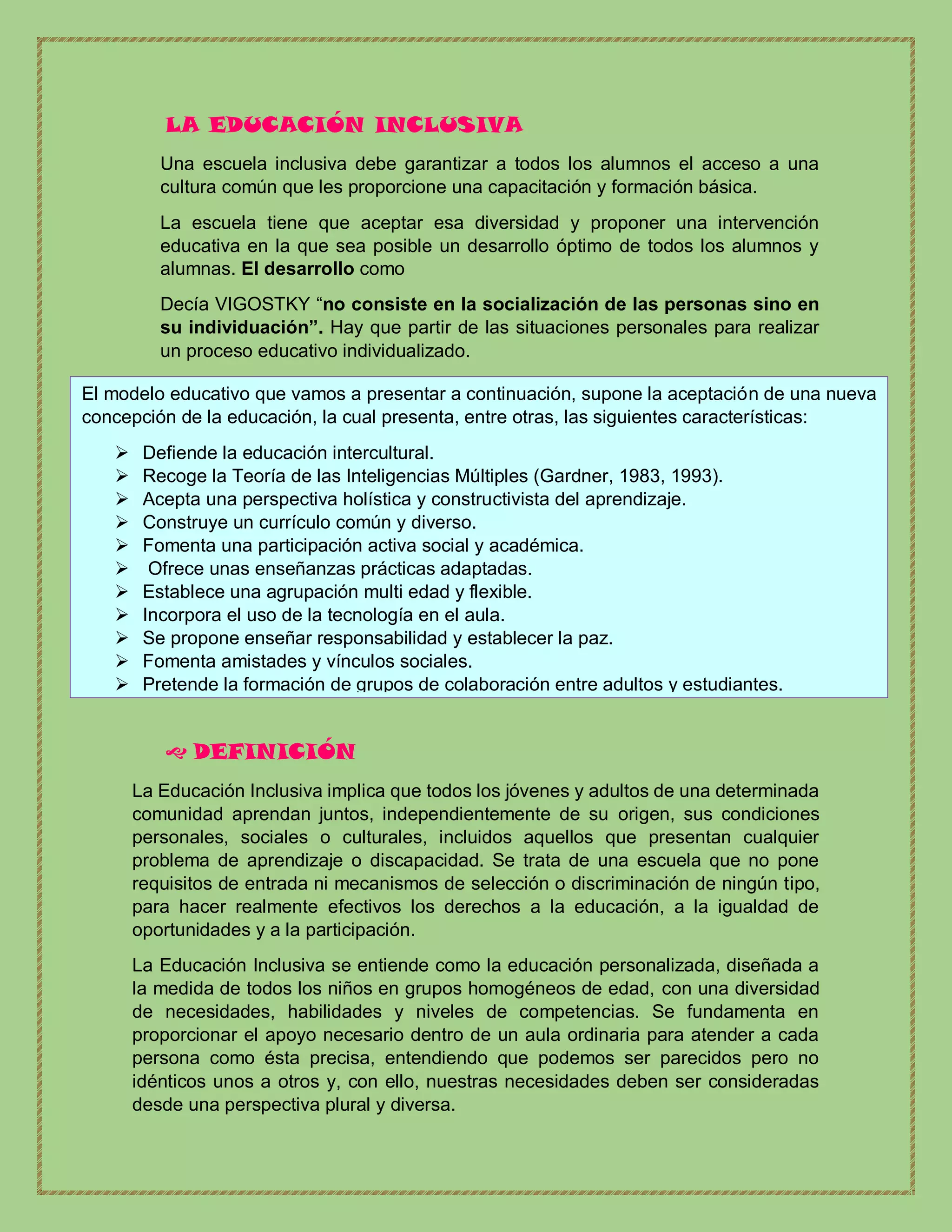 La educación inclusiva | PDF