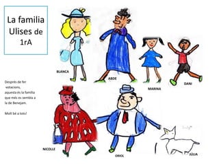 La familia
 Ulises de
          1rA


                                  BLANCA
                                           ABDE
Després de fer                                                 DANI
 votacions,                                           MARINA
aquesta és la família
que més es sembla a
la de Benejam.

Molt bé a tots!




                        NICOLLE
                                              ORIOL              JÚLIA
 